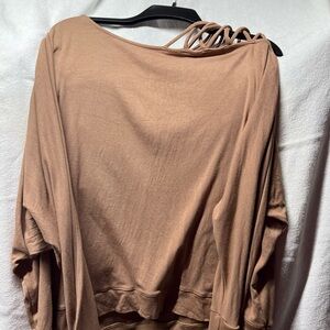 white birch Mauve-Tan Strappy Shoulder Sweatshirt